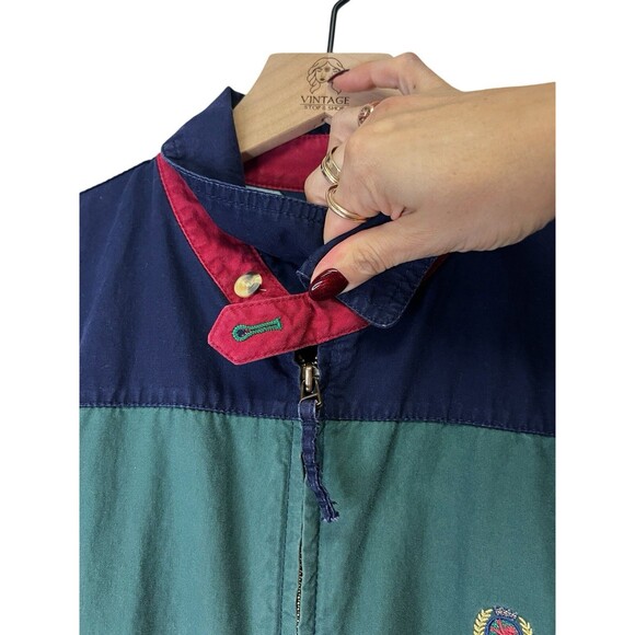 Vintage Tommy Hilfiger Men's Full Zip Jacket Stripe Crest Logo 100% Cotton Small - Picture 11 of 16